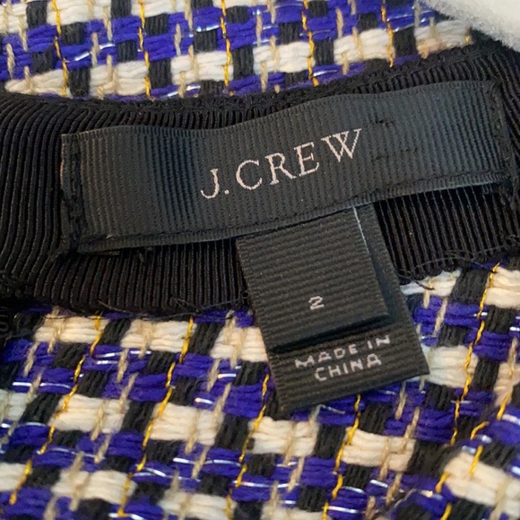 J. Crew Short Sleeve Woven Tweed Top Keyhole Back - Picture 11 of 12